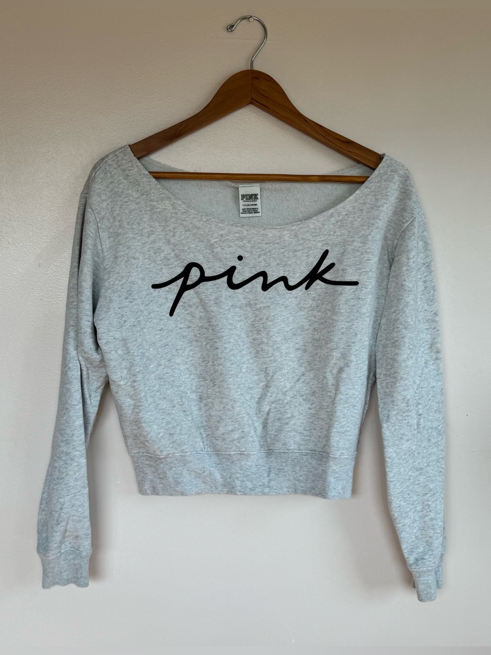 PINK Victoria’s Secret Everyday Lounge Off The Shoulder Sweatshirt Gray - Small